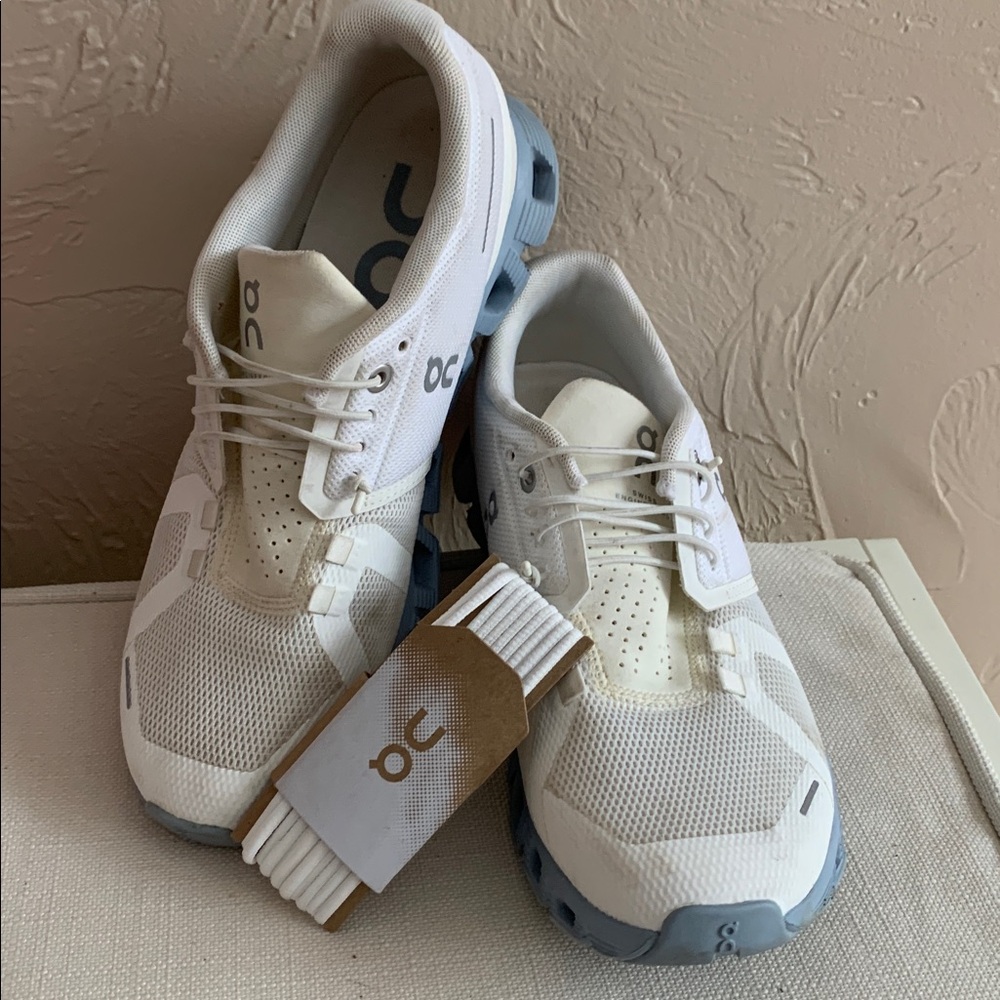 On Running White Sneakers with Gray Soles
